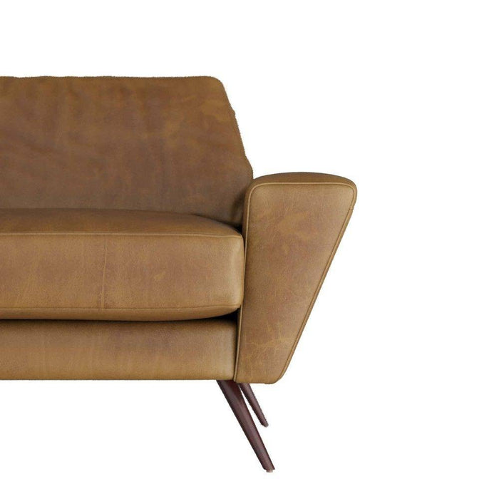Arteriors FFU01 Sofa, Butterscotch Leather/Dark Walnut