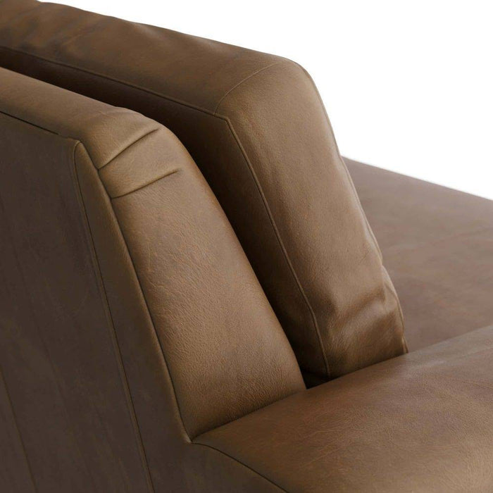 Arteriors FFU01 Sofa, Butterscotch Leather/Dark Walnut