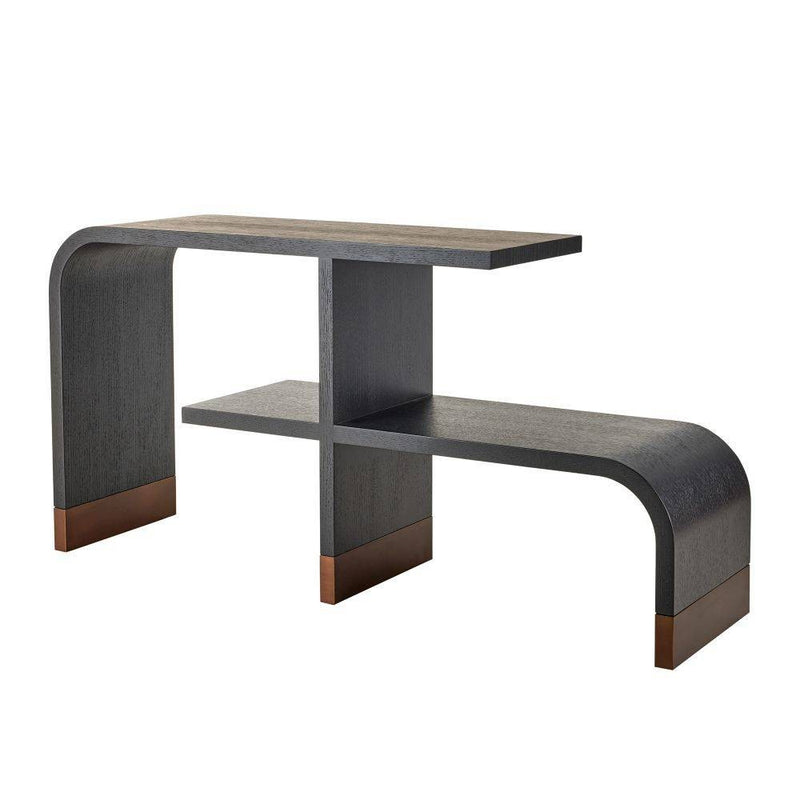 Arteriors FGS01 Etagere, Ebony Oak Veneer/Antique Brass