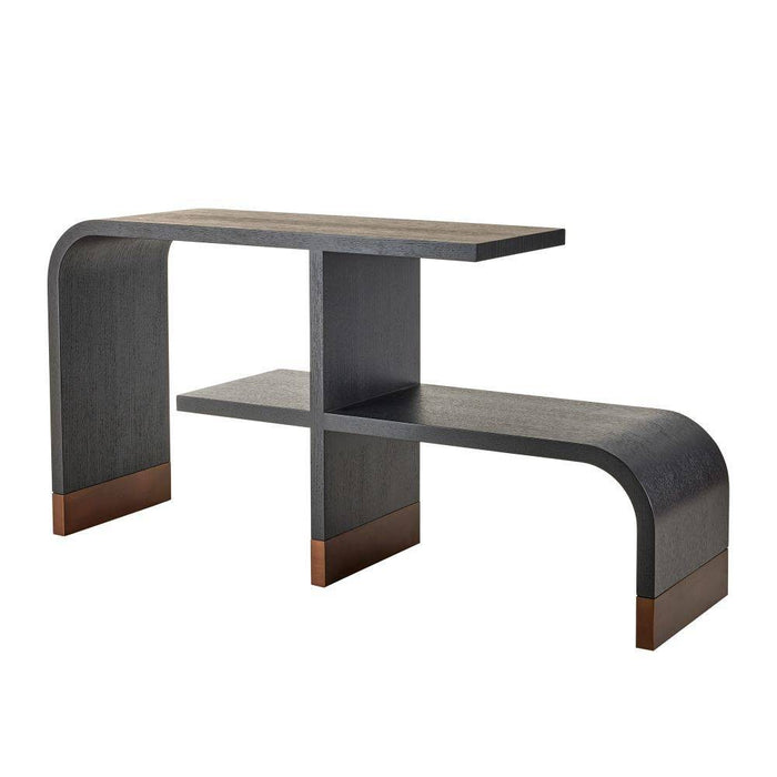 Arteriors FGS01 Etagere, Ebony Oak Veneer/Antique Brass