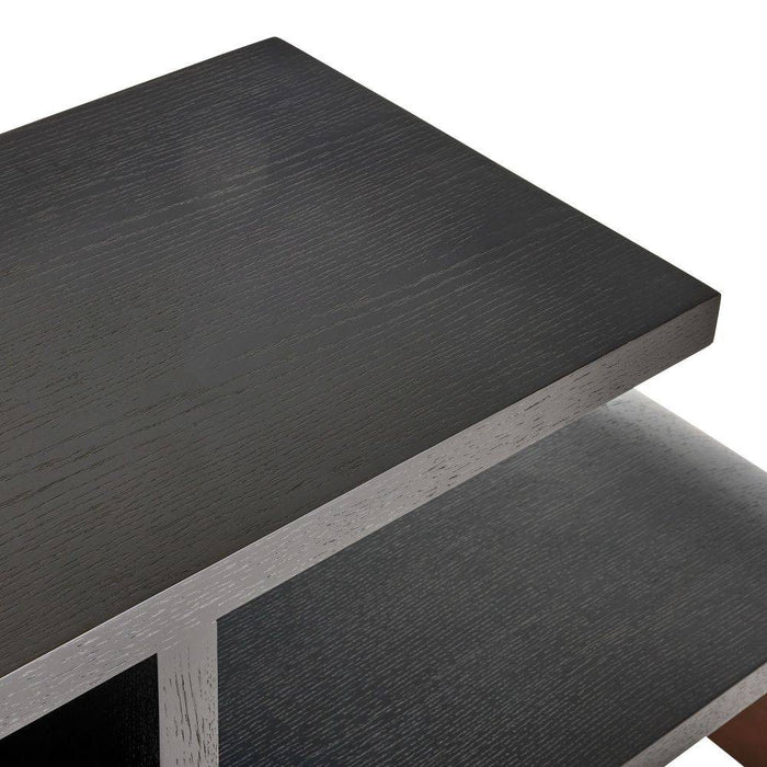 Arteriors FGS01 Etagere, Ebony Oak Veneer/Antique Brass