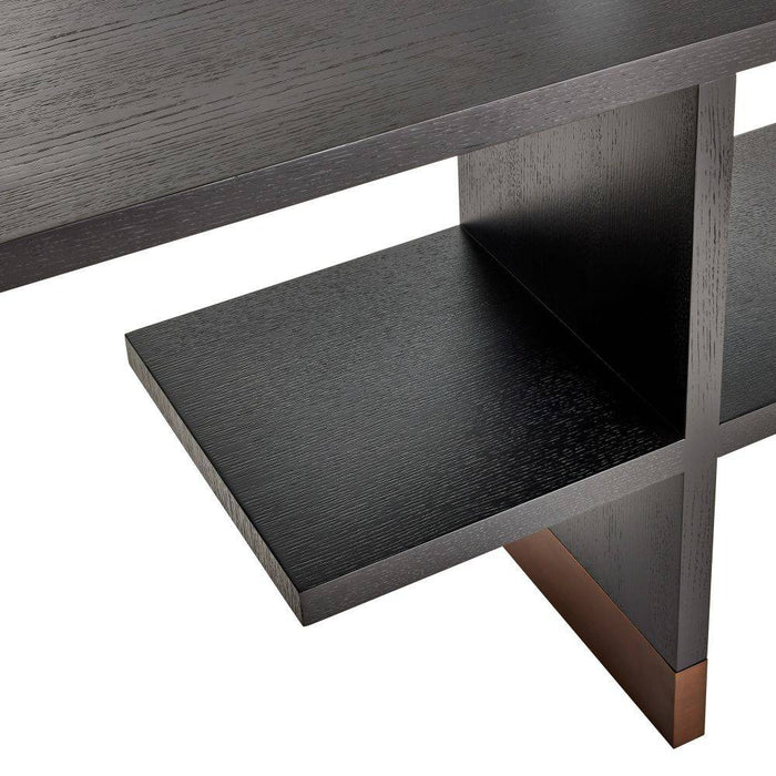 Arteriors FGS01 Etagere, Ebony Oak Veneer/Antique Brass
