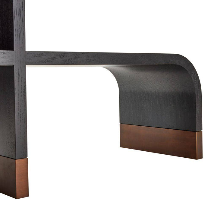 Arteriors FGS01 Etagere, Ebony Oak Veneer/Antique Brass