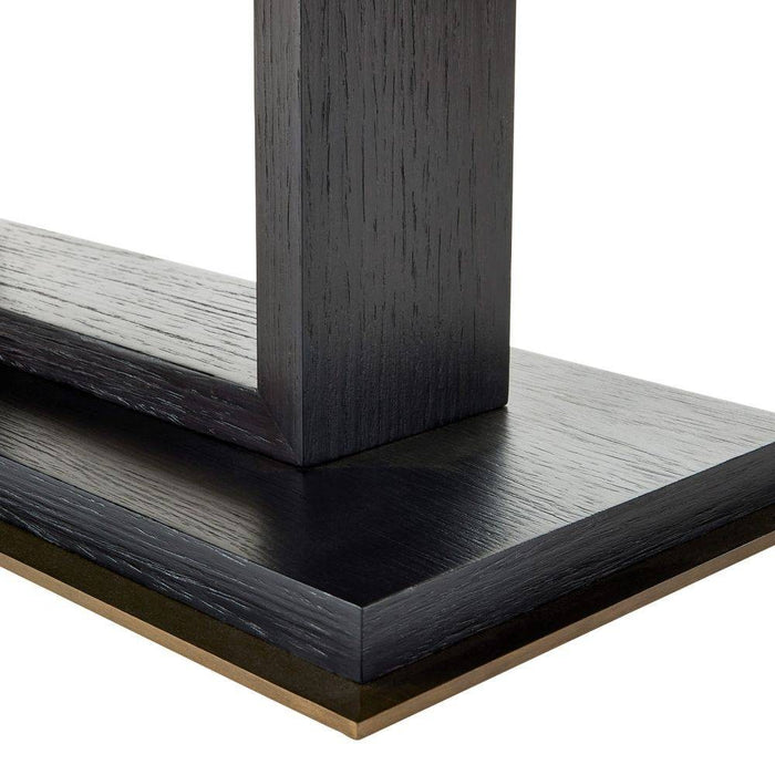 Arteriors FII01 Side Table, Ivory Leather/Ebony Oak/Antique Brass