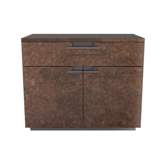 Arteriors FIS01 Side Table, Tortoise Burl Oak Veneer/Ebony Oak/Bronze Clad