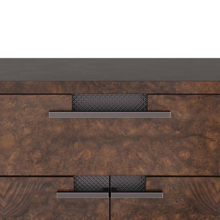Arteriors FIS01 Side Table, Tortoise Burl Oak Veneer/Ebony Oak/Bronze Clad