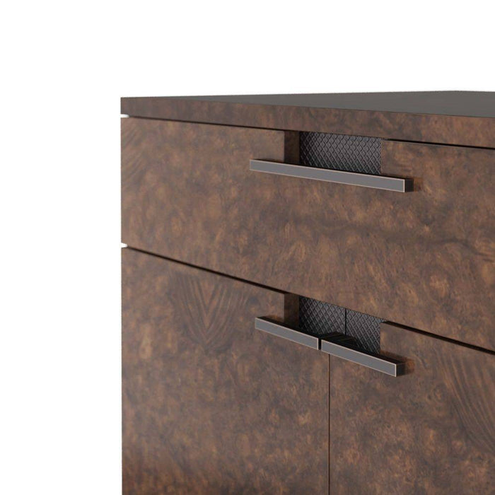 Arteriors FIS01 Side Table, Tortoise Burl Oak Veneer/Ebony Oak/Bronze Clad