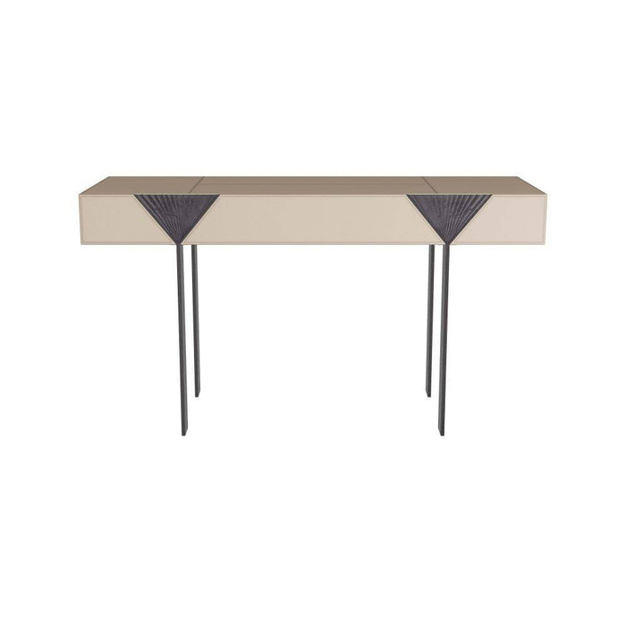 Arteriors FKI02 Desk, Dove Gray Leather/Bronze