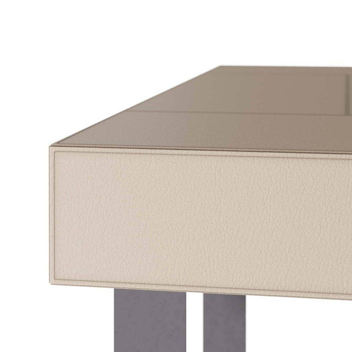 Arteriors FKI02 Desk, Dove Gray Leather/Bronze