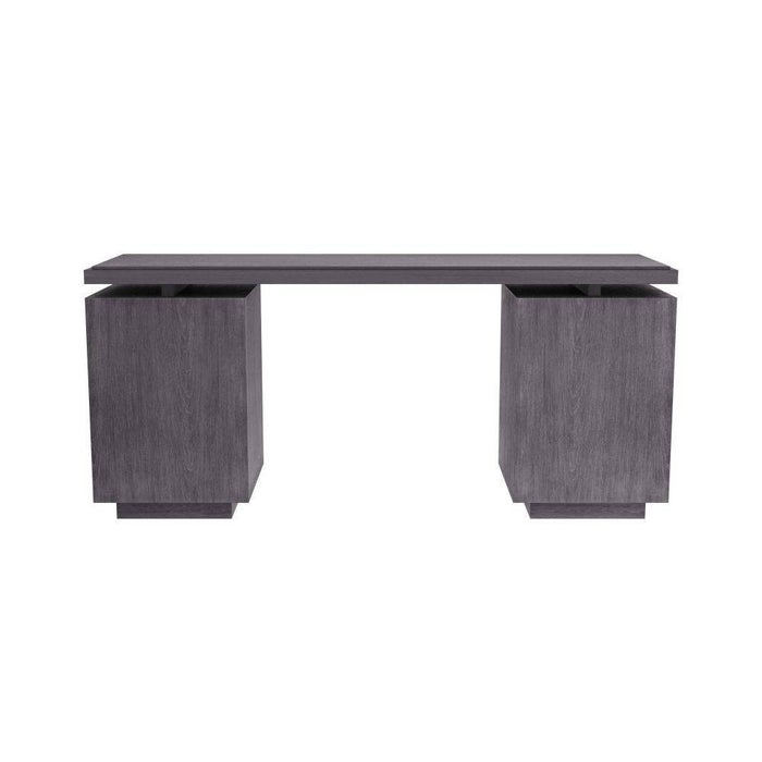 Arteriors FKI03 Desk, Ebony Oak/Antique Brass/Graphite Leather