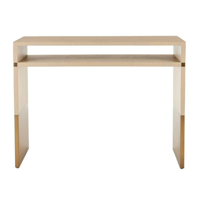 Arteriors FLI03 Console, Dove Leather/Antique Brass Clad