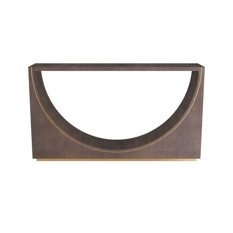 Arteriors FLS01 Console, Umber Oak Veneer/Antique Brass