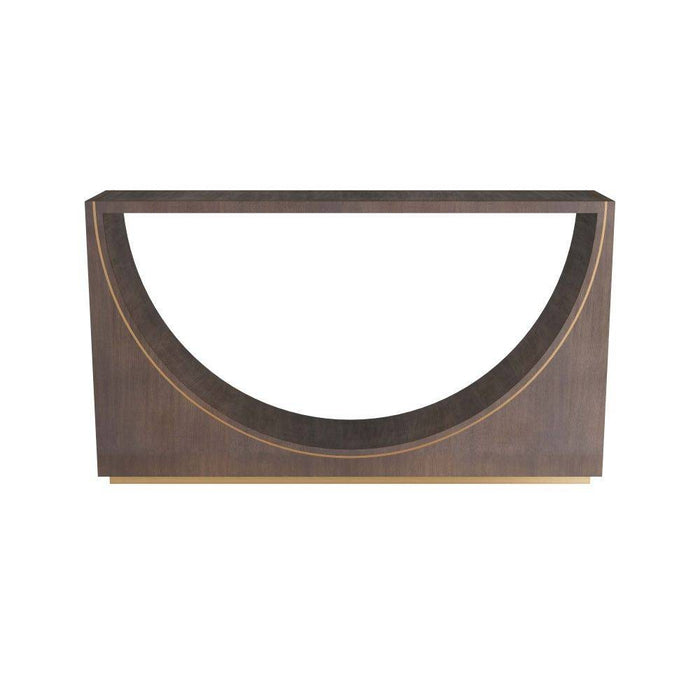 Arteriors FLS01 Console, Umber Oak Veneer/Antique Brass