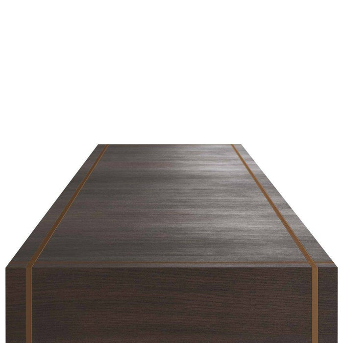 Arteriors FLS01 Console, Umber Oak Veneer/Antique Brass