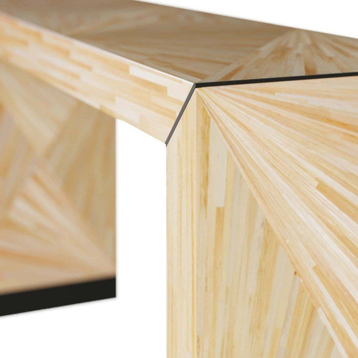 Arteriors FLS02 Console, Blonde Straw Marquetry Oak/Bronze