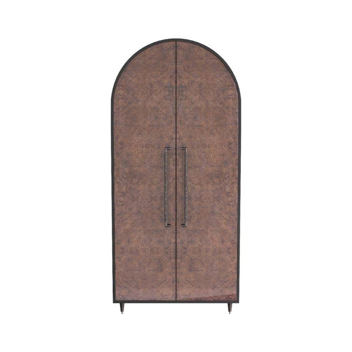 Arteriors FNS01 Cabinet, Tortoise Burl Oak Veneer/Ebony Oak/Bronze