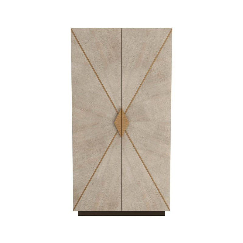 Arteriors FNS04 Cabinet, Smoke Oak Veneer/Antique Brass