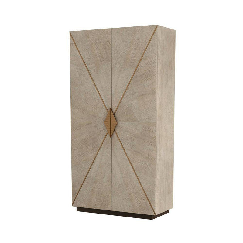 Arteriors FNS04 Cabinet, Smoke Oak Veneer/Antique Brass