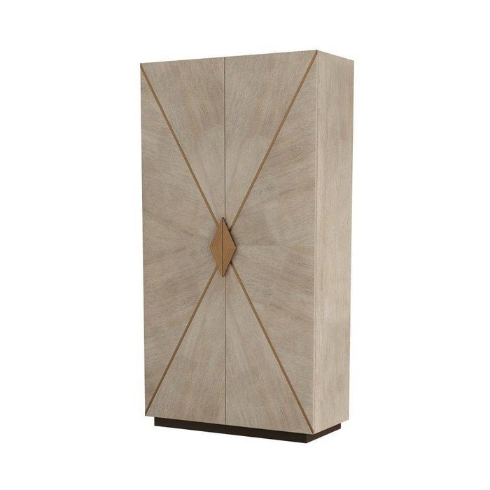 Arteriors FNS04 Cabinet, Smoke Oak Veneer/Antique Brass