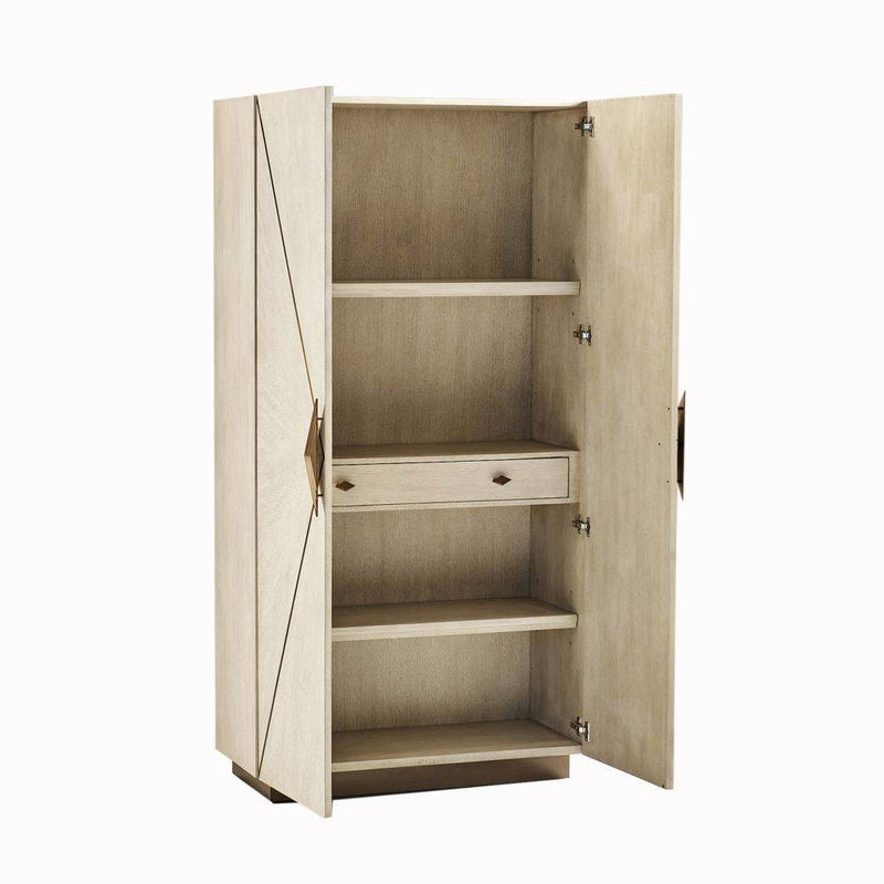 Arteriors FNS04 Cabinet, Smoke Oak Veneer/Antique Brass