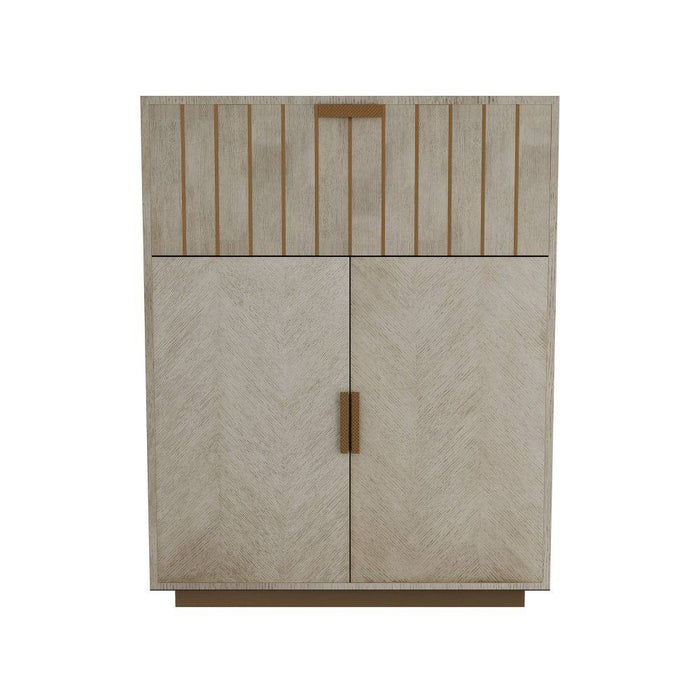 Arteriors FNS05 Cocktail Cabinet, Smoke Oak Veneer/Vintage Brass