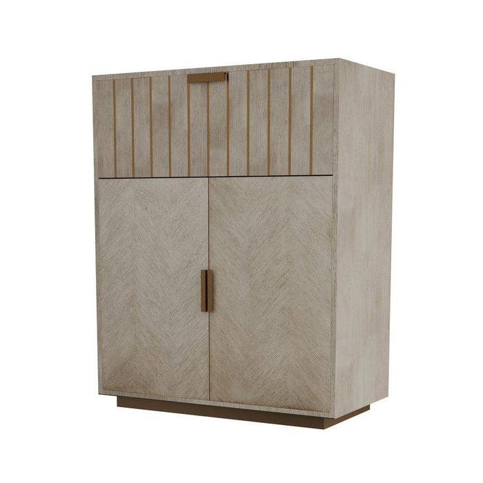 Arteriors FNS05 Cocktail Cabinet, Smoke Oak Veneer/Vintage Brass