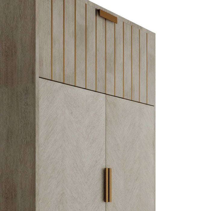 Arteriors FNS05 Cocktail Cabinet, Smoke Oak Veneer/Vintage Brass