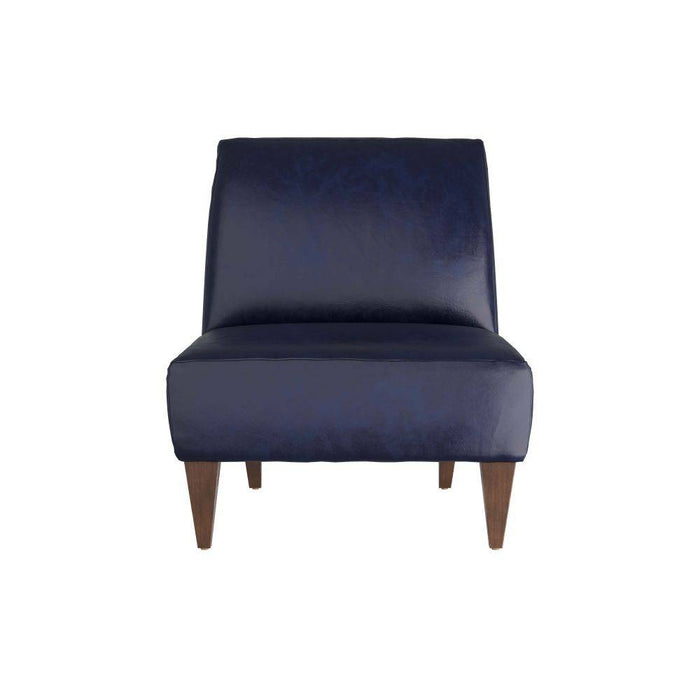 Arteriors FRU01 Chair, Ink Leather/Dark Walnut/Antique Brass