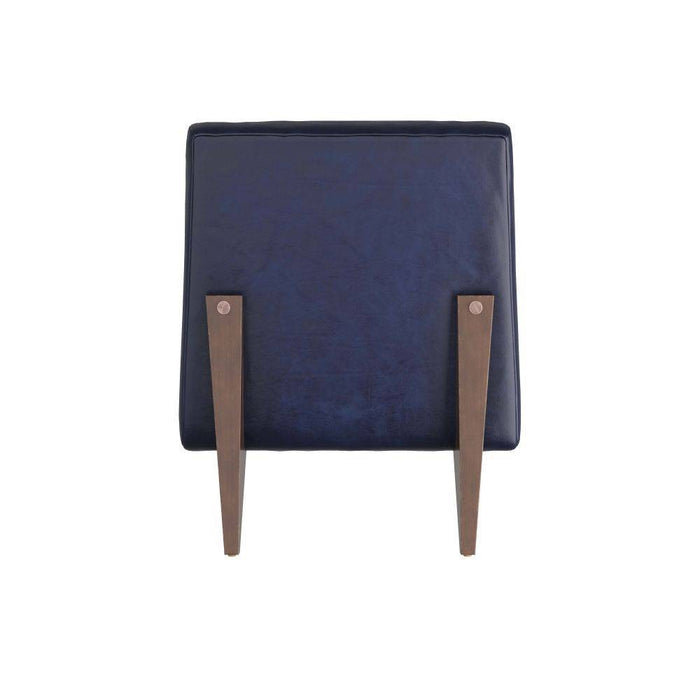 Arteriors FRU01 Chair, Ink Leather/Dark Walnut/Antique Brass