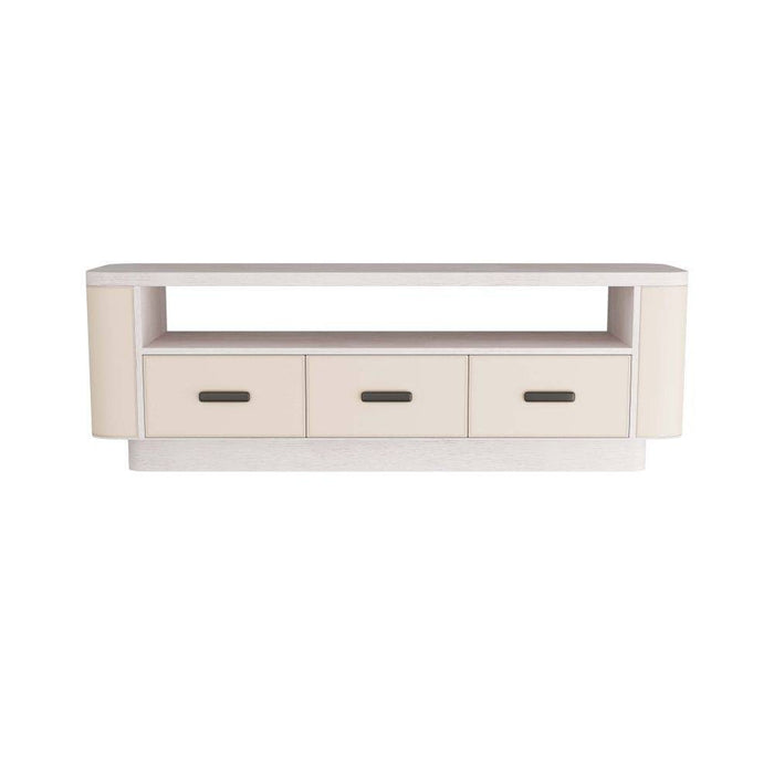 Arteriors FZI01 Credenza, Smoke Oak/Ivory Leather/Bronze/Cream Suede