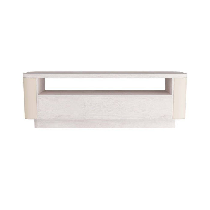 Arteriors FZI01 Credenza, Smoke Oak/Ivory Leather/Bronze/Cream Suede
