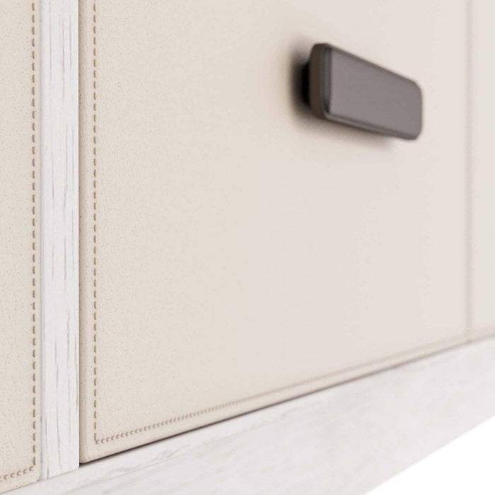 Arteriors FZI01 Credenza, Smoke Oak/Ivory Leather/Bronze/Cream Suede