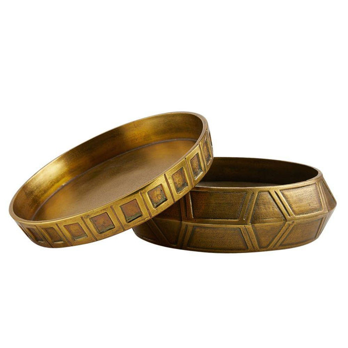 Arteriors GKAYI01 Centerpiece, Set of 2, Antique Brass