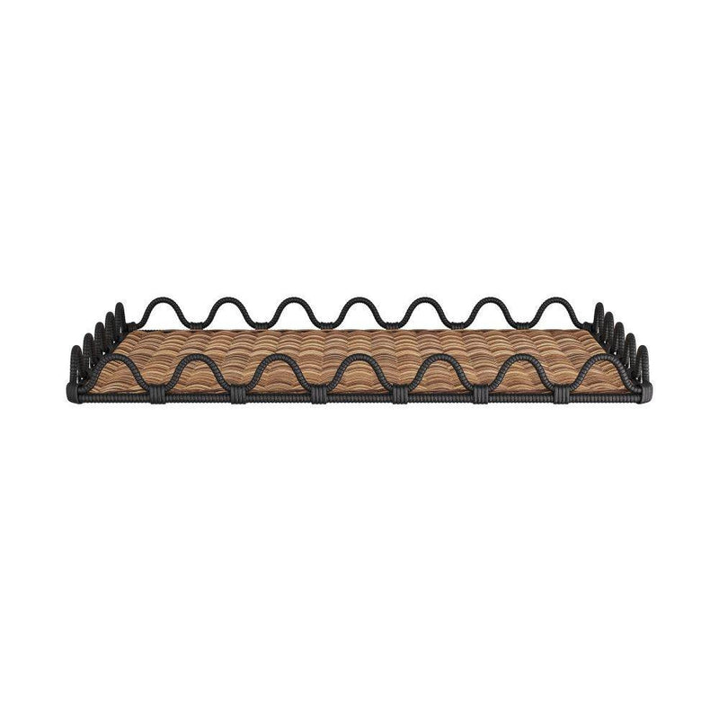 Arteriors GKAYS01 Tray, Natural & Black, Rattan