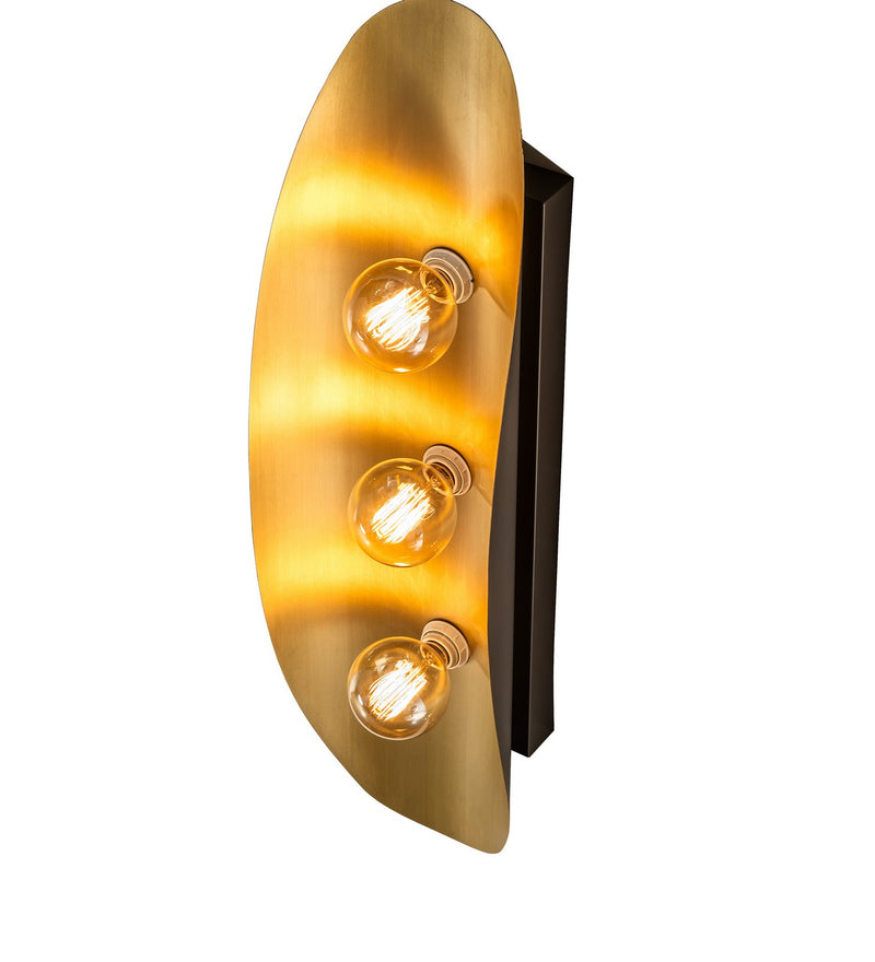 Meyda Tiffany 253407 Three Light Wall Sconce, Brushed Brass/Craftsman Brown