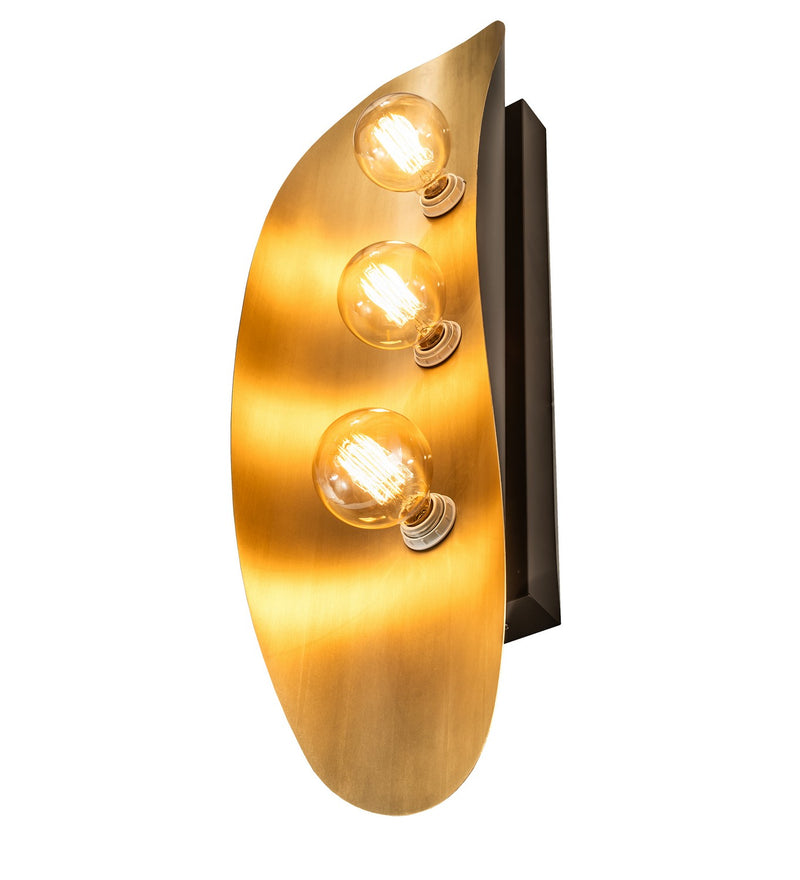 Meyda Tiffany 253407 Three Light Wall Sconce, Brushed Brass/Craftsman Brown