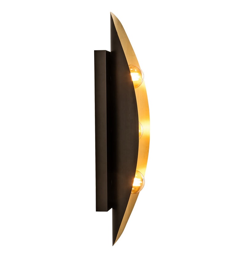 Meyda Tiffany 253407 Three Light Wall Sconce, Brushed Brass/Craftsman Brown