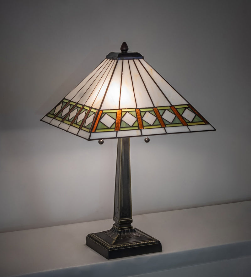 Meyda Tiffany 258723 Two Light Table Lamp, Mahogany Bronze