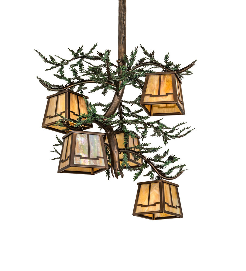 Meyda Tiffany 260185 Five Light Chandelier, Antique Copper W/Green Needles