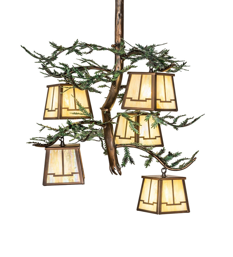 Meyda Tiffany 260185 Five Light Chandelier, Antique Copper W/Green Needles
