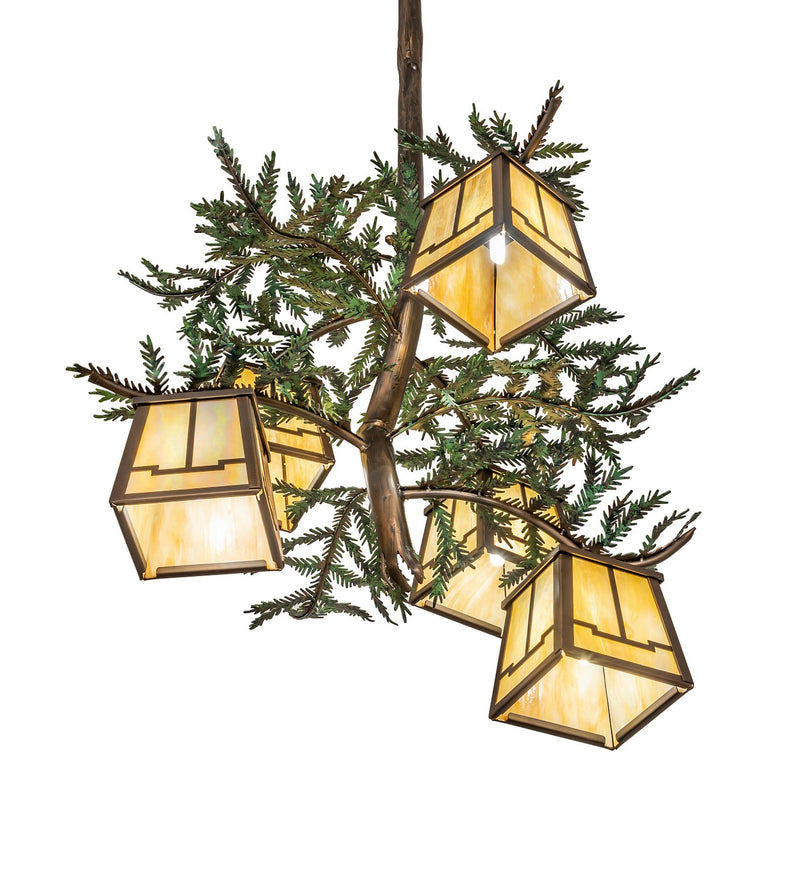Meyda Tiffany 260185 Five Light Chandelier, Antique Copper W/Green Needles