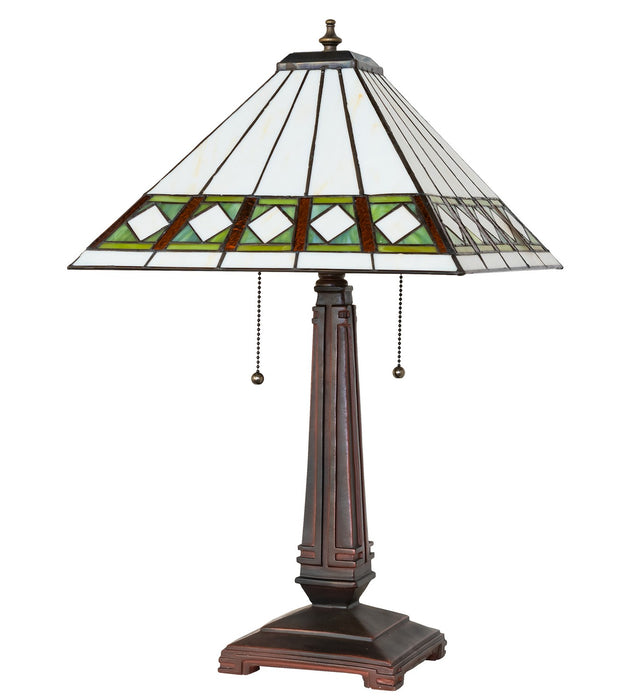 Meyda Tiffany 268327 Two Light Table Lamp, Mahogany Bronze