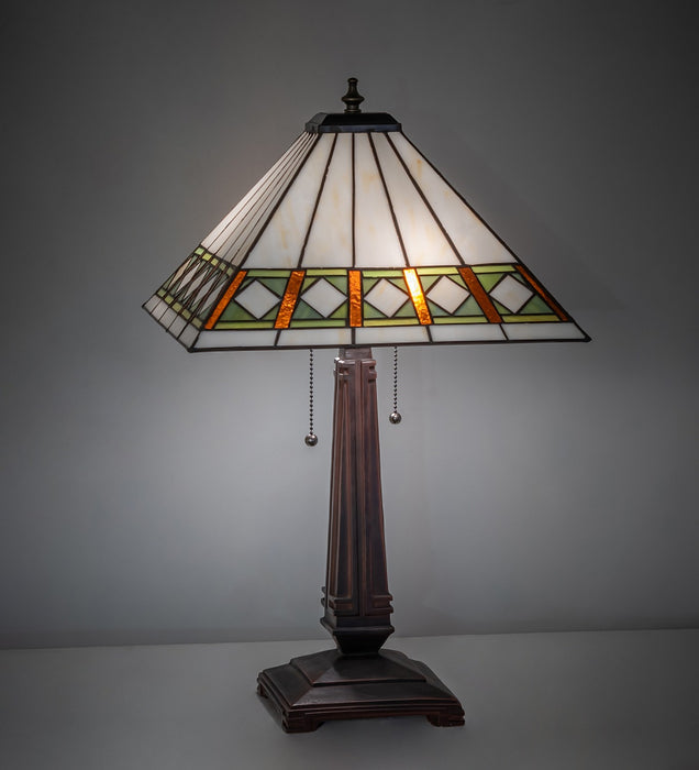 Meyda Tiffany 268327 Two Light Table Lamp, Mahogany Bronze