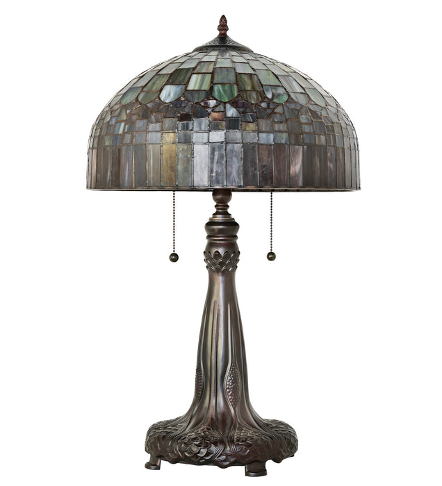 Meyda Tiffany 68875 Two Light Table Lamp, Mahogany Bronze