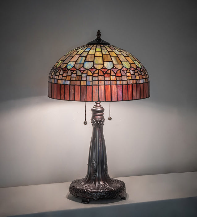 Meyda Tiffany 68875 Two Light Table Lamp, Mahogany Bronze