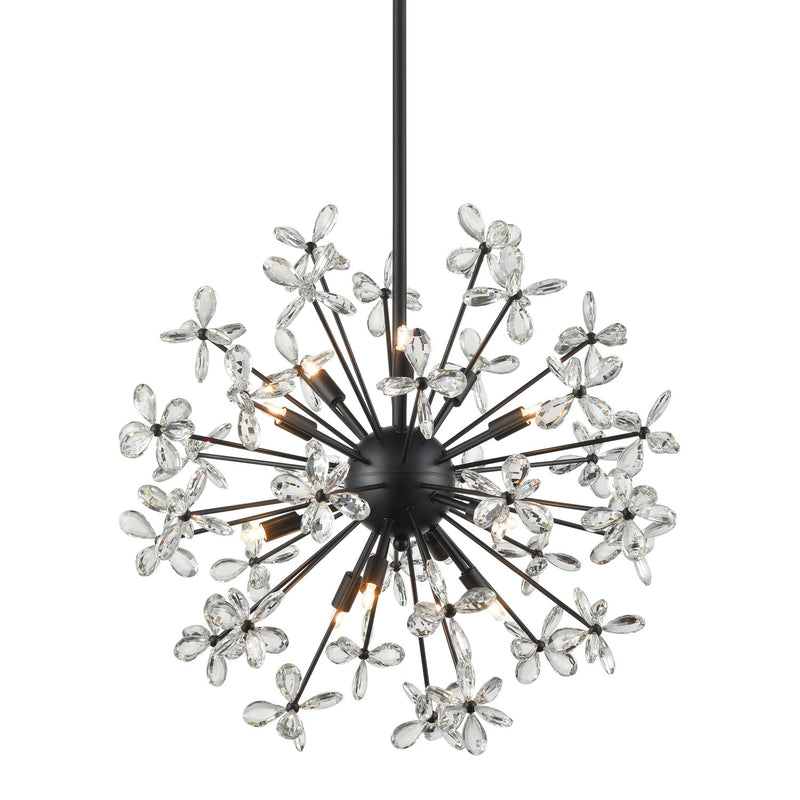 Zeev Lighting CD10210-12-MBK 12 Light Pendant, Matte Black