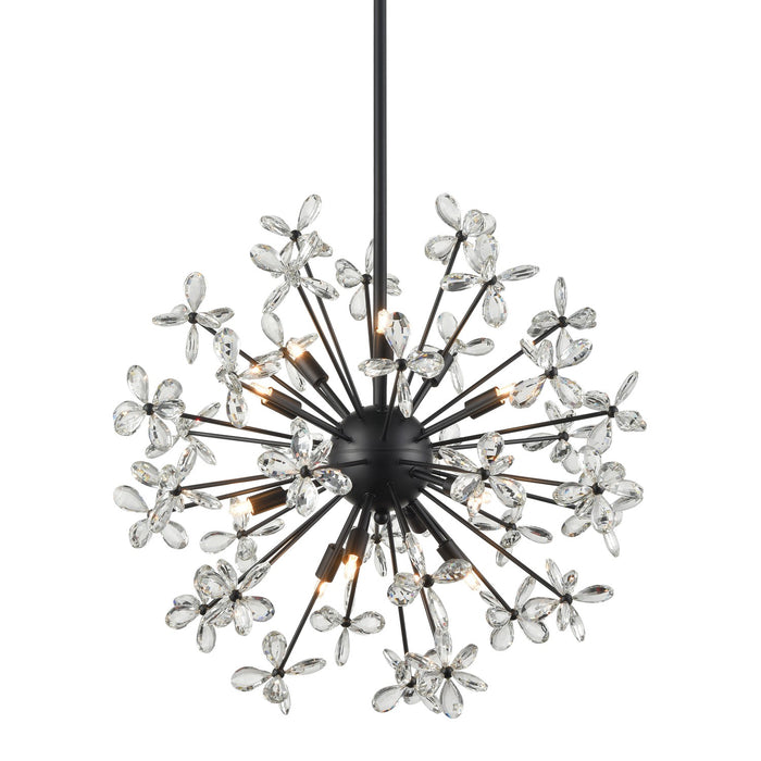 Zeev Lighting CD10210-12-MBK 12 Light Pendant, Matte Black