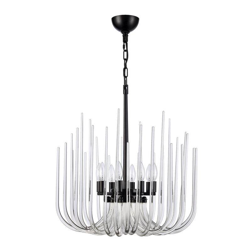 Zeev Lighting CD10031-8-SBB Eight Light Pendant, Satin Brushed Black