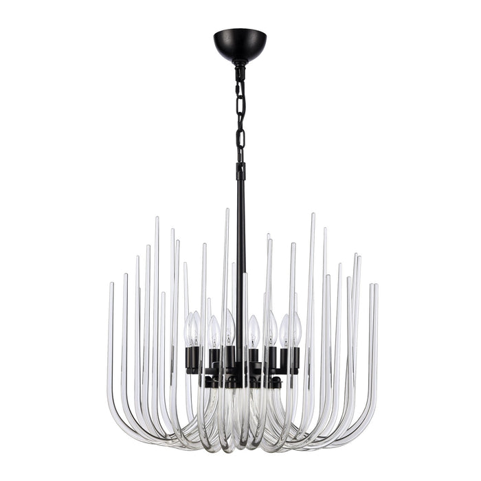 Zeev Lighting CD10031-8-SBB Eight Light Pendant, Satin Brushed Black