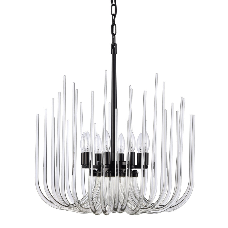 Zeev Lighting CD10031-8-SBB Eight Light Pendant, Satin Brushed Black
